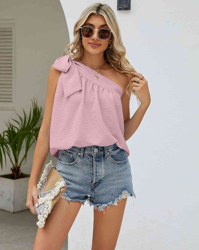 Tied One-Shoulder Sleeveless Top