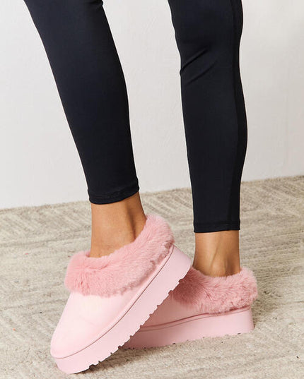 Legend Footwear Furry Chunky Platform Ankle Boots