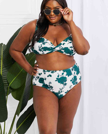 Marina West Swim Take A Dip Twist High-Rise Bikini in Forest
