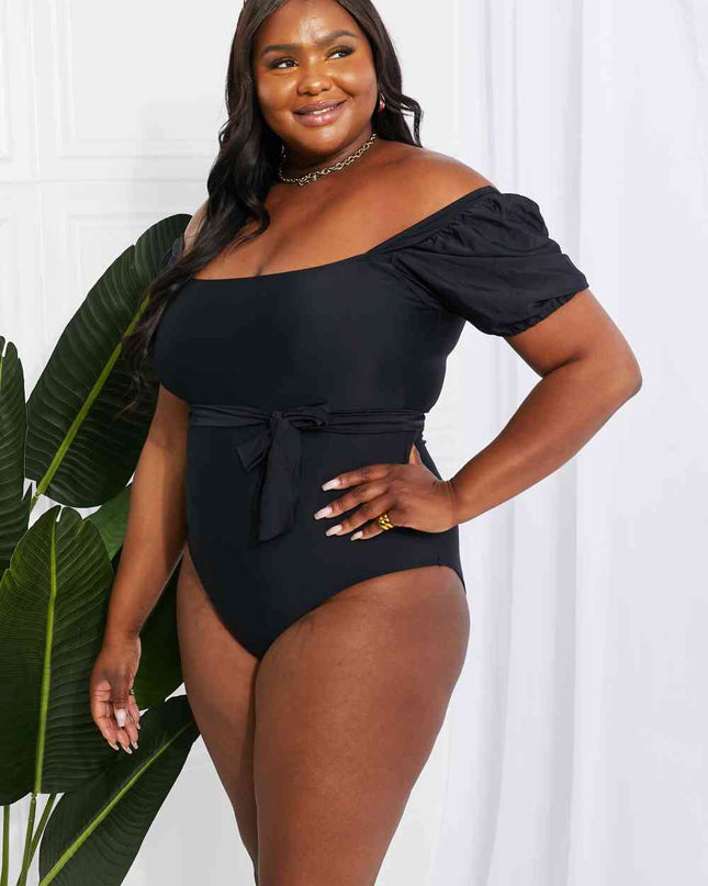 Marina West Swim Salty Air Puff Sleeve One-Piece in Black