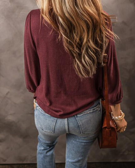 Round Neck Puff Sleeve T-Shirt