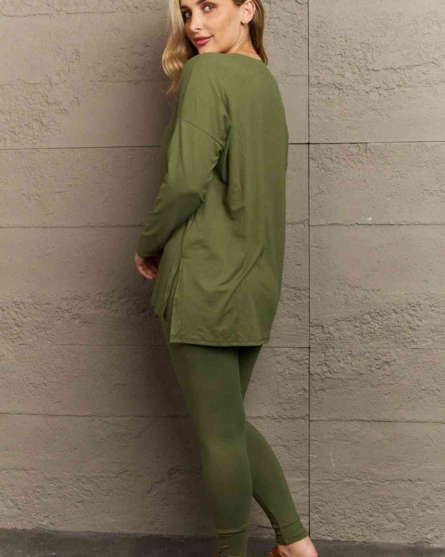Zenana Lazy Days Full Size Long Sleeve and Leggings Set