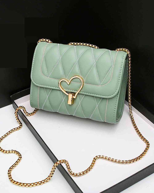 Heart Buckle PU Leather Crossbody Bag