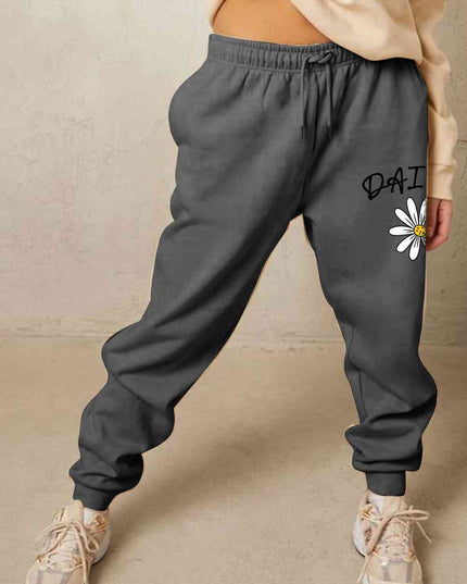 Simply Love Simply Love Full Size Drawstring DAISY Graphic Long Sweatpants