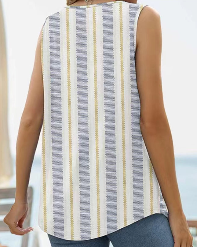 Printed Square Neck Curved Hem Tank