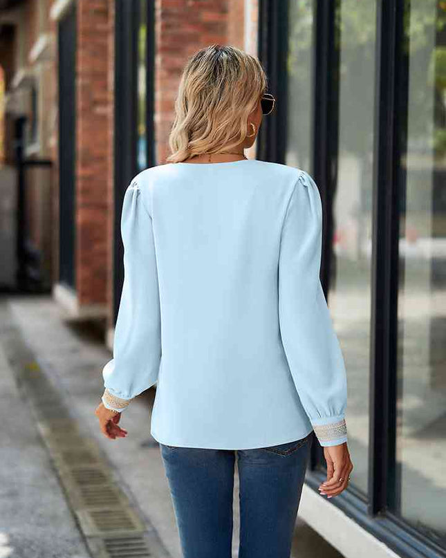 V-Neck Long Sleeve Blouse
