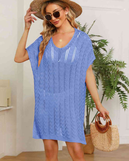 Openwork Side Slit Knit Dress