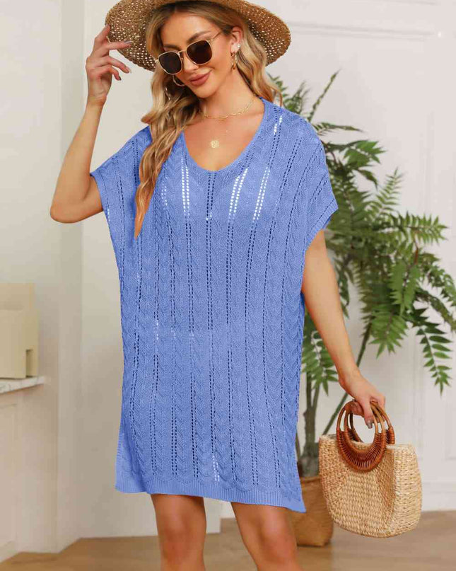 Openwork Side Slit Knit Dress