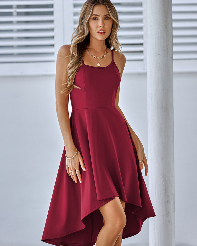 Spaghetti Strap Scoop Neck High-Low Dress