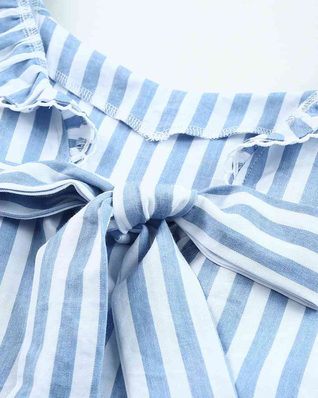 Striped Tie Back Ruffled Tank