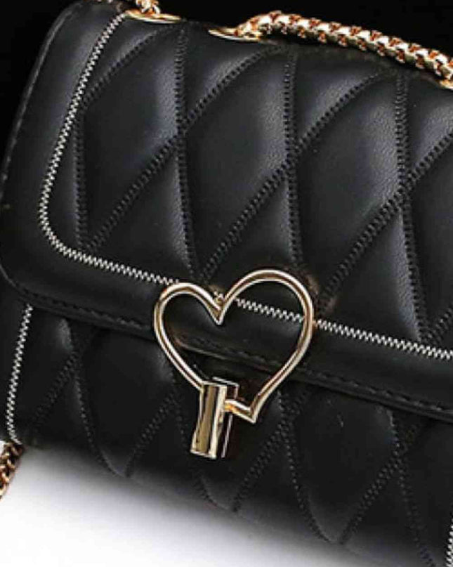 Heart Buckle PU Leather Crossbody Bag