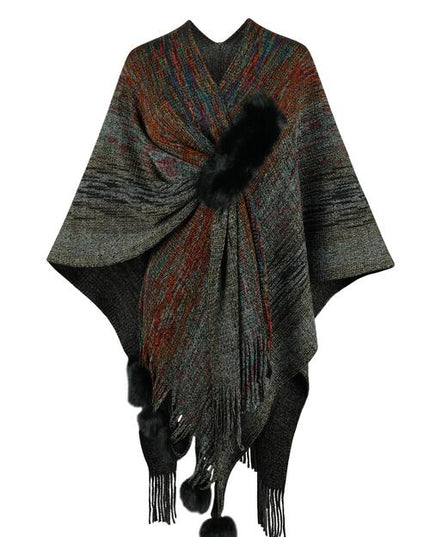 Heathered Fringe Hem Poncho