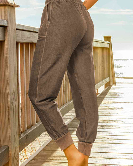 Drawstring Elastic Waist Pocket Joggers