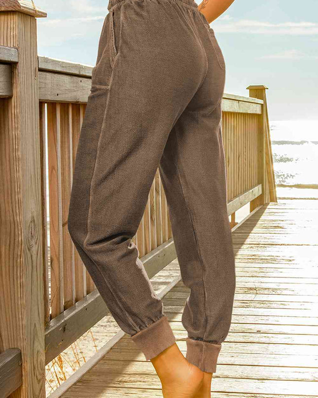 Drawstring Elastic Waist Pocket Joggers