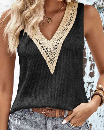 Textured V-Neck Tank Top