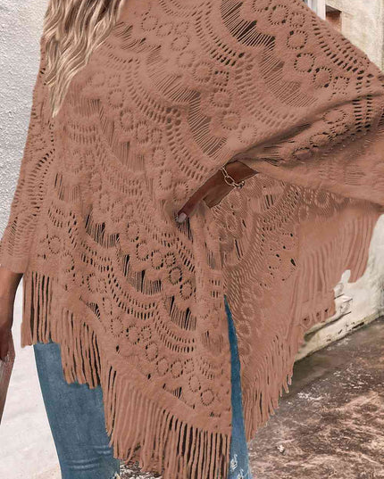 Openwork Fringe Detail Poncho