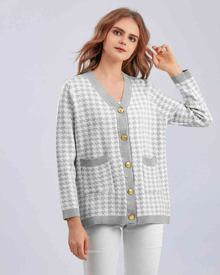 Houndstooth Button Down Cardigan
