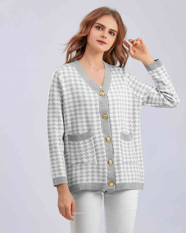 Houndstooth Button Down Cardigan