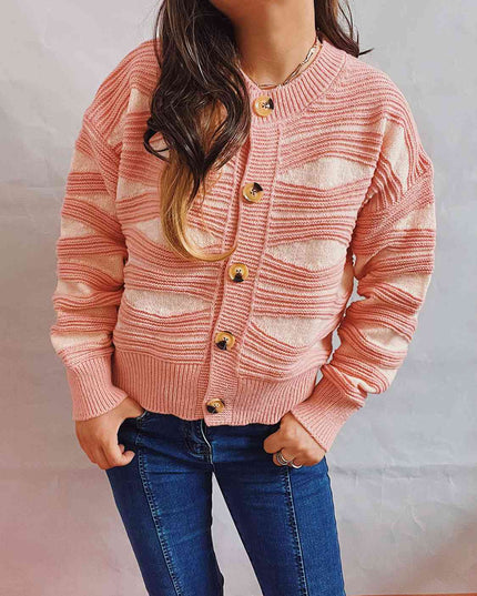 Color Block Button Front Cardigan
