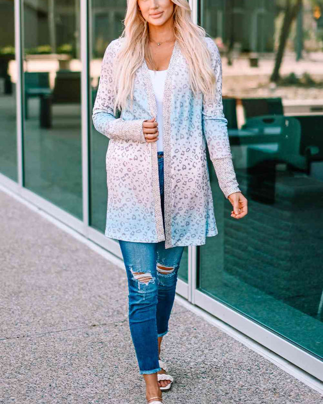 Leopard Gradient Open Front Cardigan