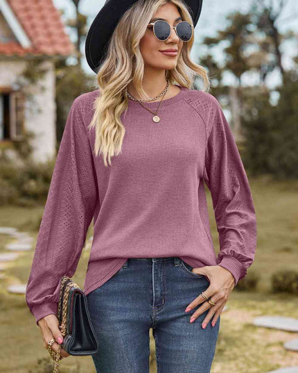 Round Neck Raglan Sleeve Sweatshirt