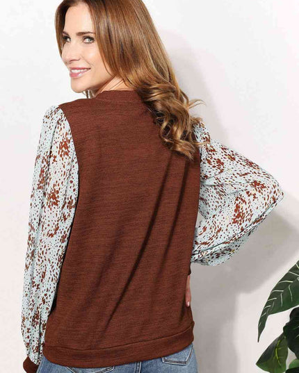 And The Why  Full Size Foil Printed Sleeve Top