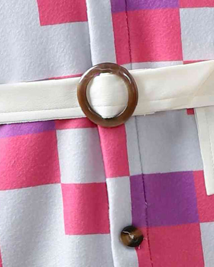 Printed Collared Neck Trench Coat