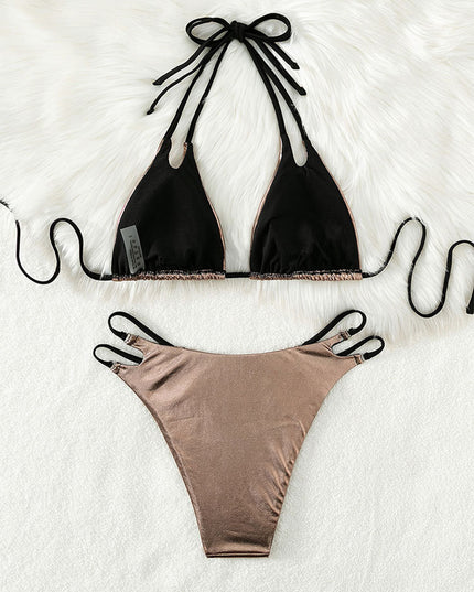 Tied Halter Neck Two-Piece Bikini Set
