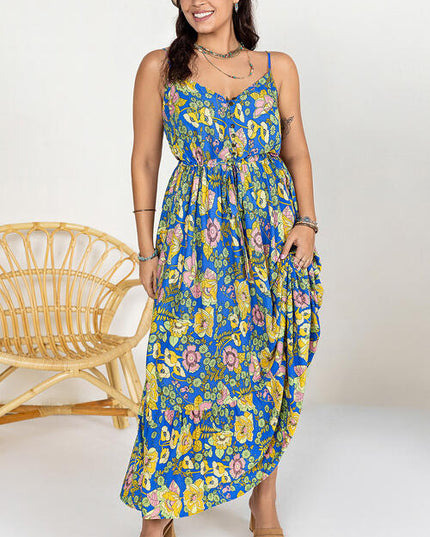 Drawstring Ruffle Hem Maxi Dress