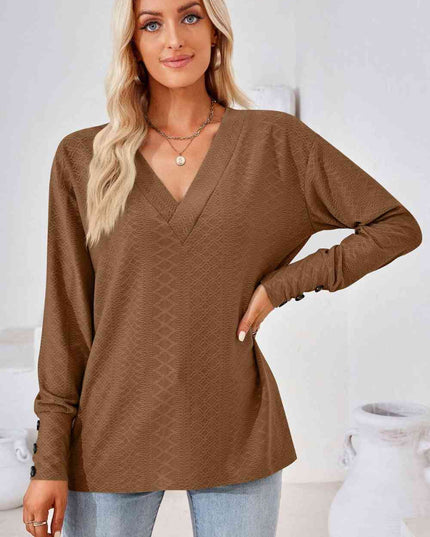 V-Neck Long Sleeve Blouse