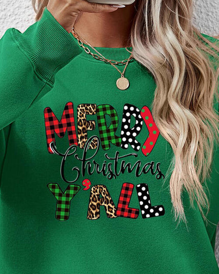 Letter Graphic Round Neck Long Sleeve Sweatshirt