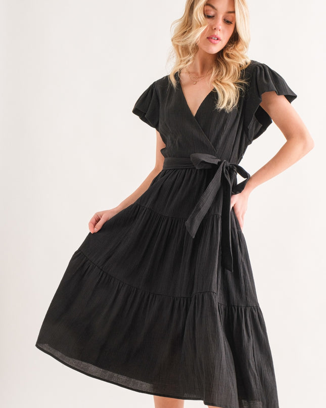 And The Why Textured Tiered Midi Dress