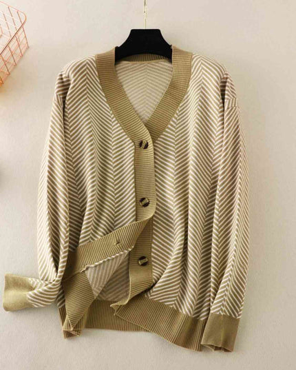 Button Down V-Neck Cardigan