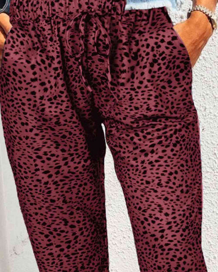 Double Take Leopard Print Joggers with Pockets