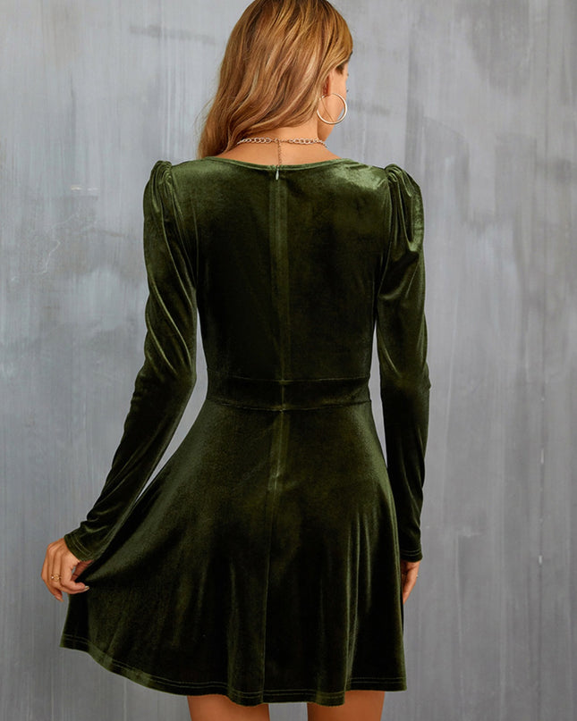 Surplice Puff Sleeve Mini Dress