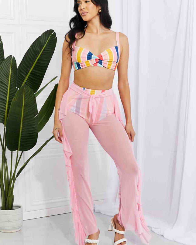 Marina West Swim Take Me To The Beach Mesh Ruffle Cover-Up Pants