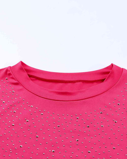 Rhinestone Round Neck Long Sleeve Bodysuit