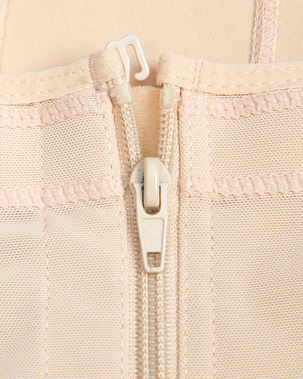 Full Size Zip Up Lace Detail Long Sleeve Shapewear