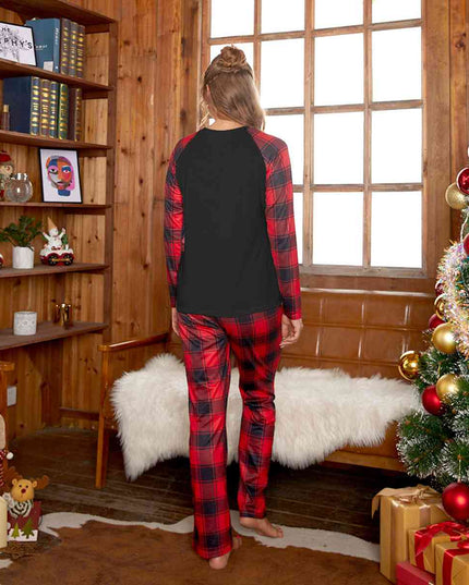 Raglan Sleeve Top and Plaid Pants Set