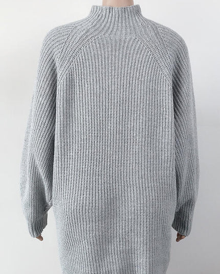 Mock Neck Dropped Shoulder Sweater Dress