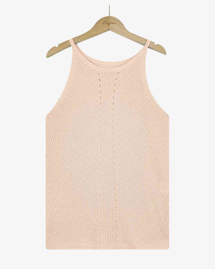 Openwork Grecian Neck Knit Tank Top