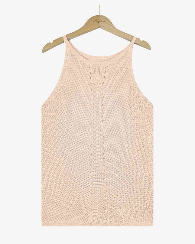 Openwork Grecian Neck Knit Tank Top