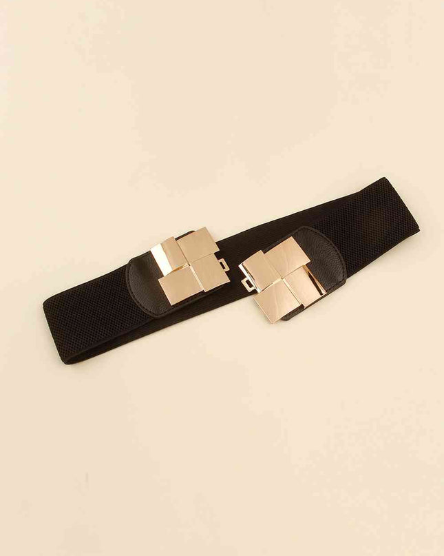 Geometric Buckle Elastic Wide Belt