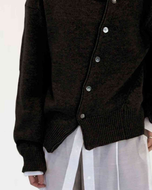 Dropped Shoulder Buttoned Cardigan