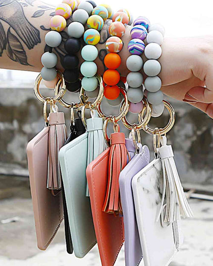 Beaded Tassel Keychain with Wallet