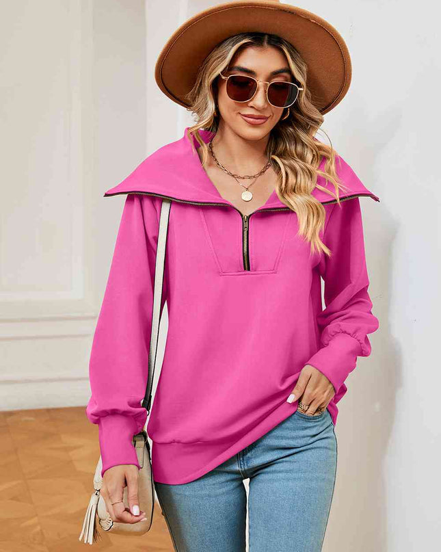 Half-Zip Collared Sweatshirt