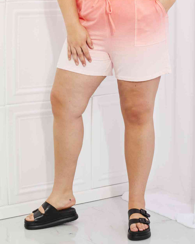 Zenana In The Zone Full Size Dip Dye High Waisted Shorts in Coral