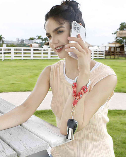 Flower Shape Wristlet Zinc Alloy Closure Macrame Key Chain