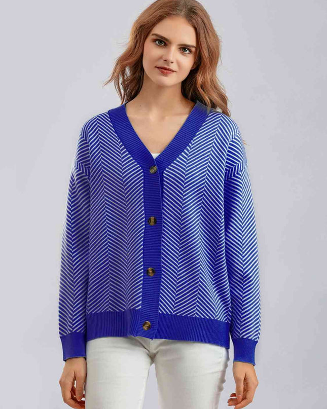 Button Down V-Neck Cardigan