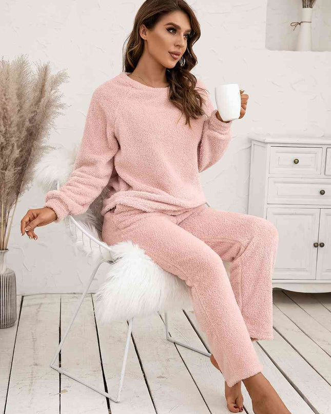 Teddy Long Sleeve Top and Pants Lounge Set